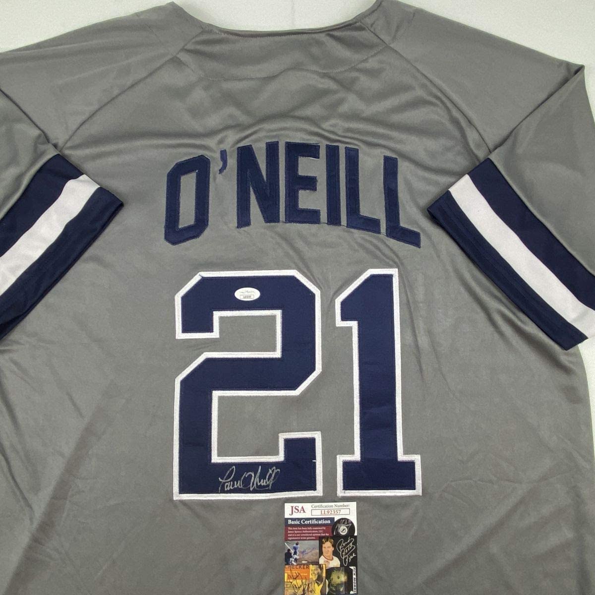 Autographed/Signed Paul O'Neill New York Grey Baseball Jersey JSA COA