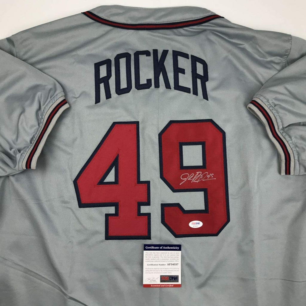 Autographed/Signed John Rocker Atlanta Grey Baseball Jersey PSA/DNA COA
