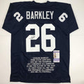 Autographed/Signed Saquon Barkley Penn State Blue Stat College Football Jersey JSA COA