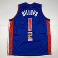 Autographed/Signed Chauncey Billups Detroit Blue Basketball Jersey JSA COA