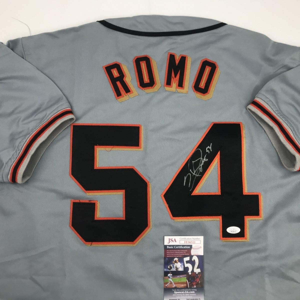 Autographed/Signed Sergio Romo San Francisco Grey Baseball Jersey JSA COA