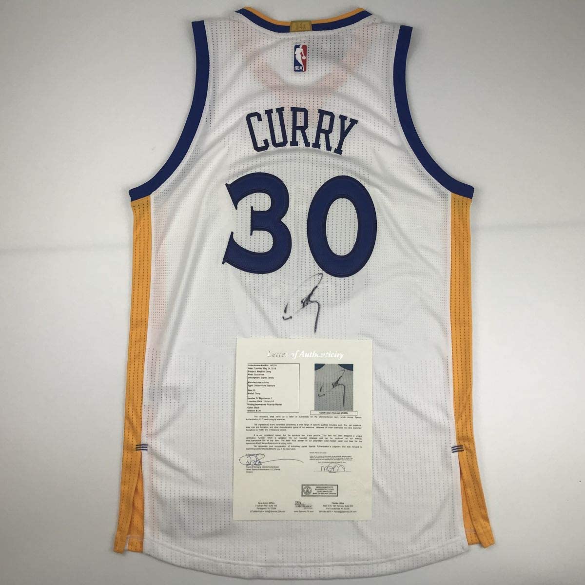 Autographed/Signed Stephen Steph Curry Golden State White Basketball Jersey JSA COA/LOA