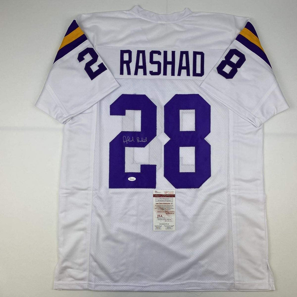 Autographed/Signed Ahmad Rashad Minnesota White Football Jersey JSA COA