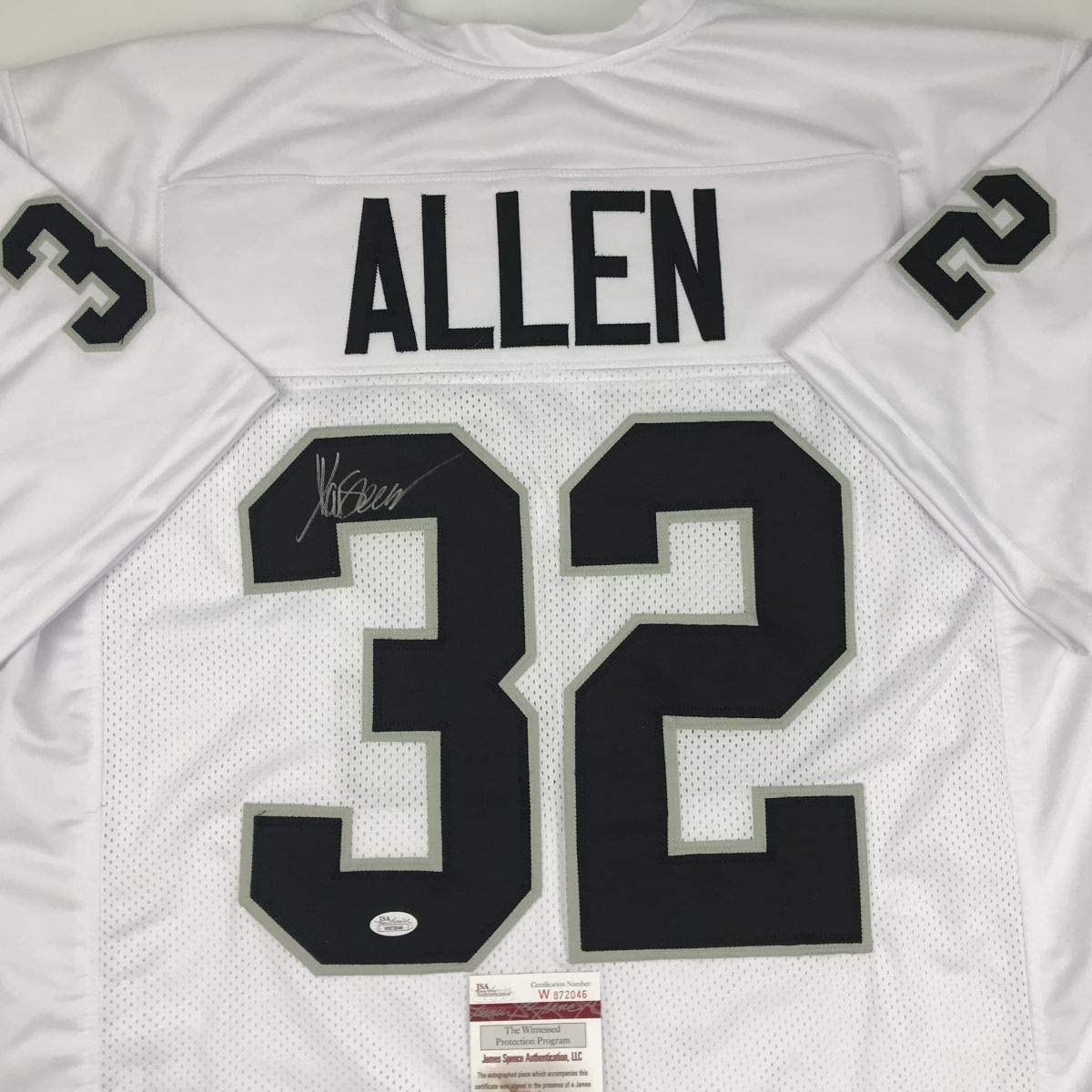Autographed/Signed Marcus Allen Oakland White Football Jersey JSA COA