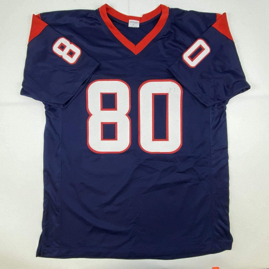 Autographed/Signed Andre Johnson Houston Blue Football Jersey JSA COA