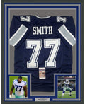 Framed Autographed/Signed Tyron Smith 35x39 Dallas Blue Football Jersey JSA COA