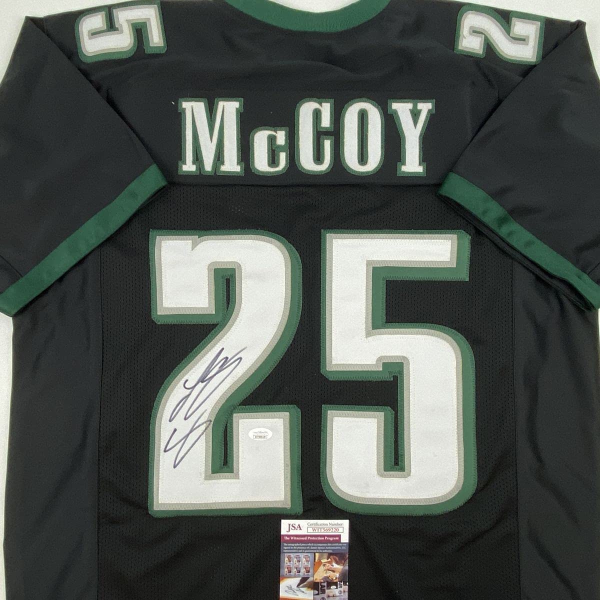Autographed/Signed LeSean McCoy Philadelphia Black Football Jersey JSA COA