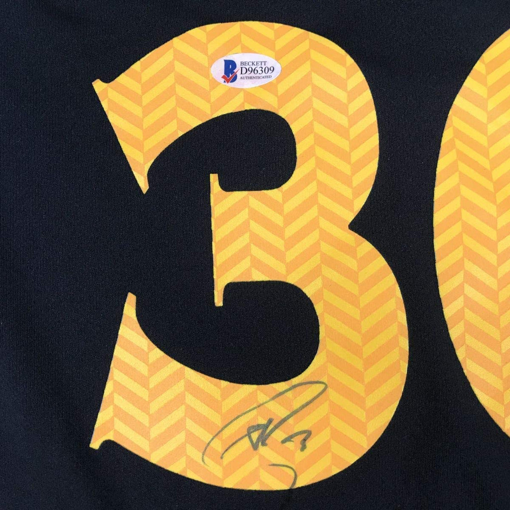 Autographed/Signed Stephen Steph Curry Golden State Black Basketball Jersey Beckett BAS COA