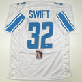 Autographed/Signed D'Andre Swift Detroit White Football Jersey JSA COA