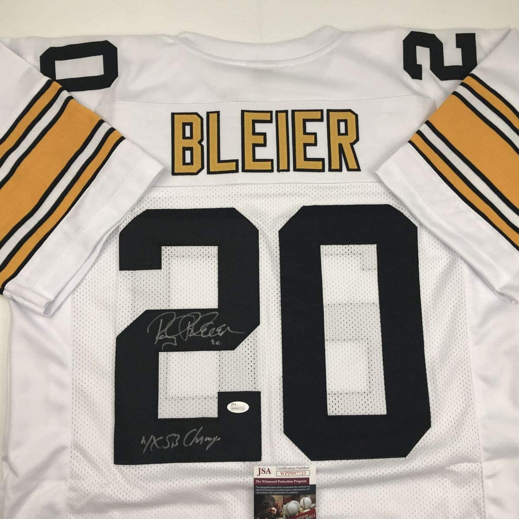 Autographed/Signed Rocky Bleier 4x SB Champ Pittsburgh White Football Jersey JSA COA