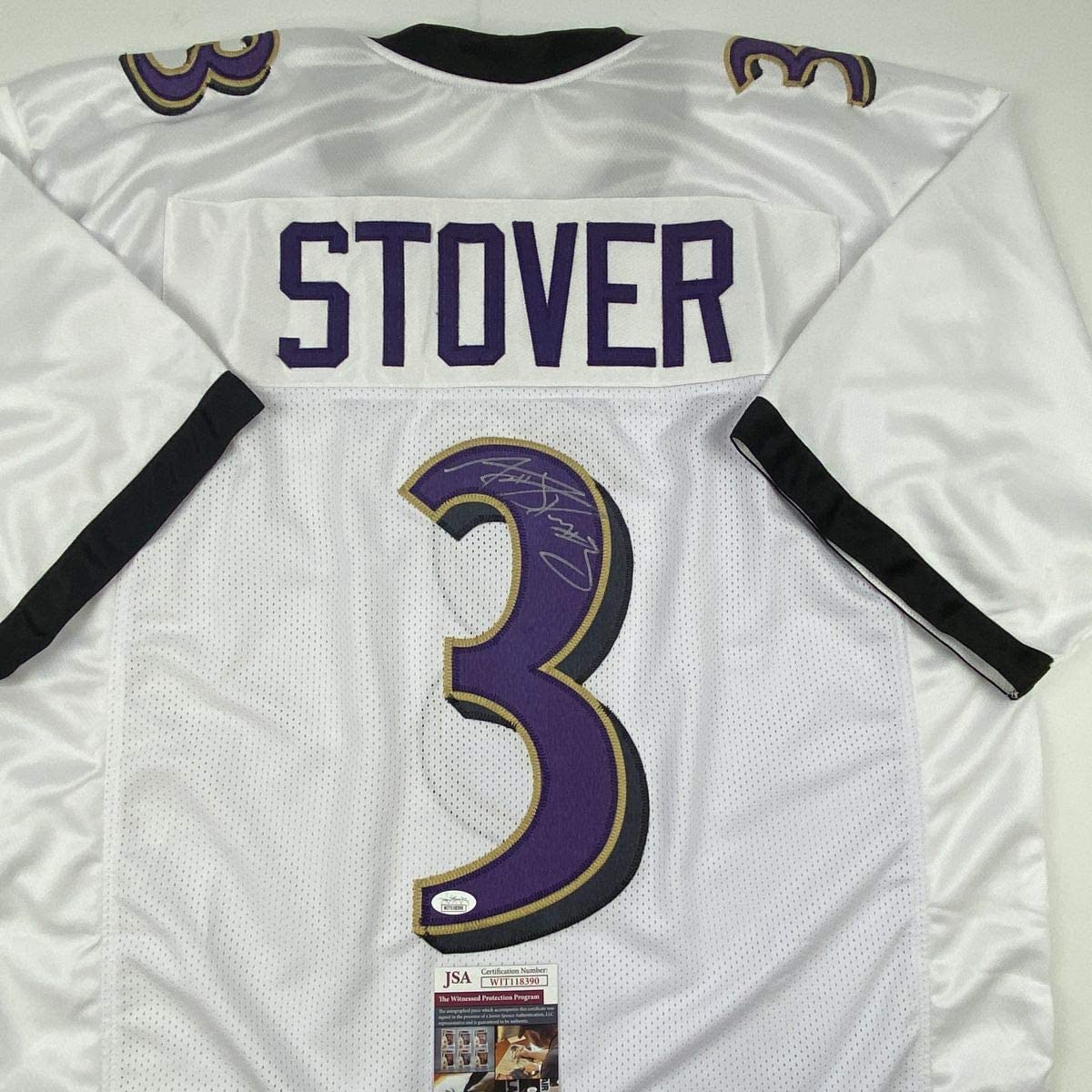 Autographed/Signed Matt Stover Baltimore White Football Jersey JSA COA