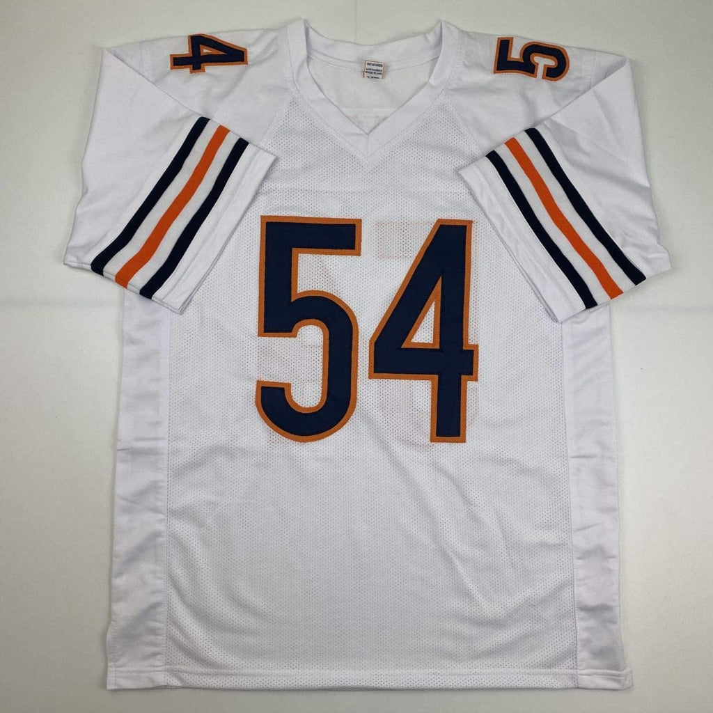 Autographed/Signed Brian Urlacher Chicago White Football Jersey Beckett BAS COA