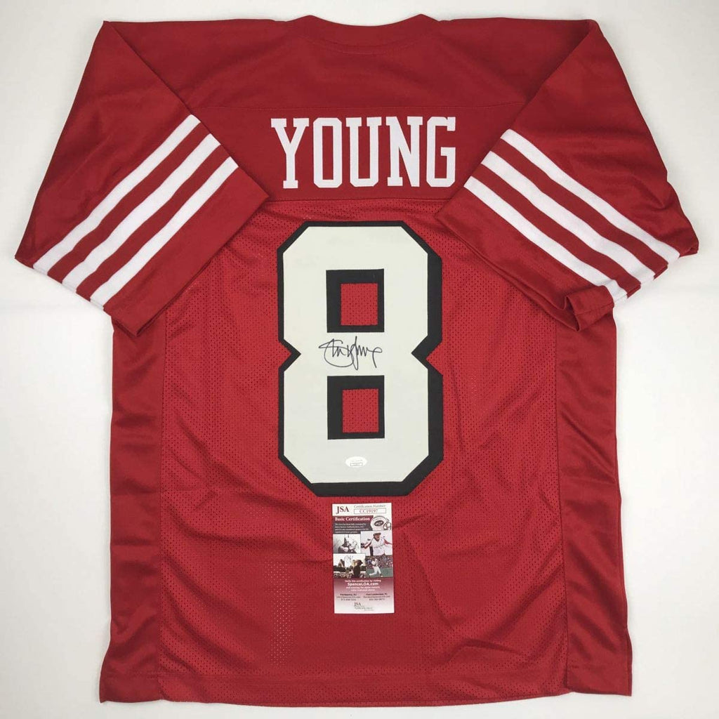 Autographed/Signed Steve Young San Francisco Red Shadow Football Jersey JSA COA