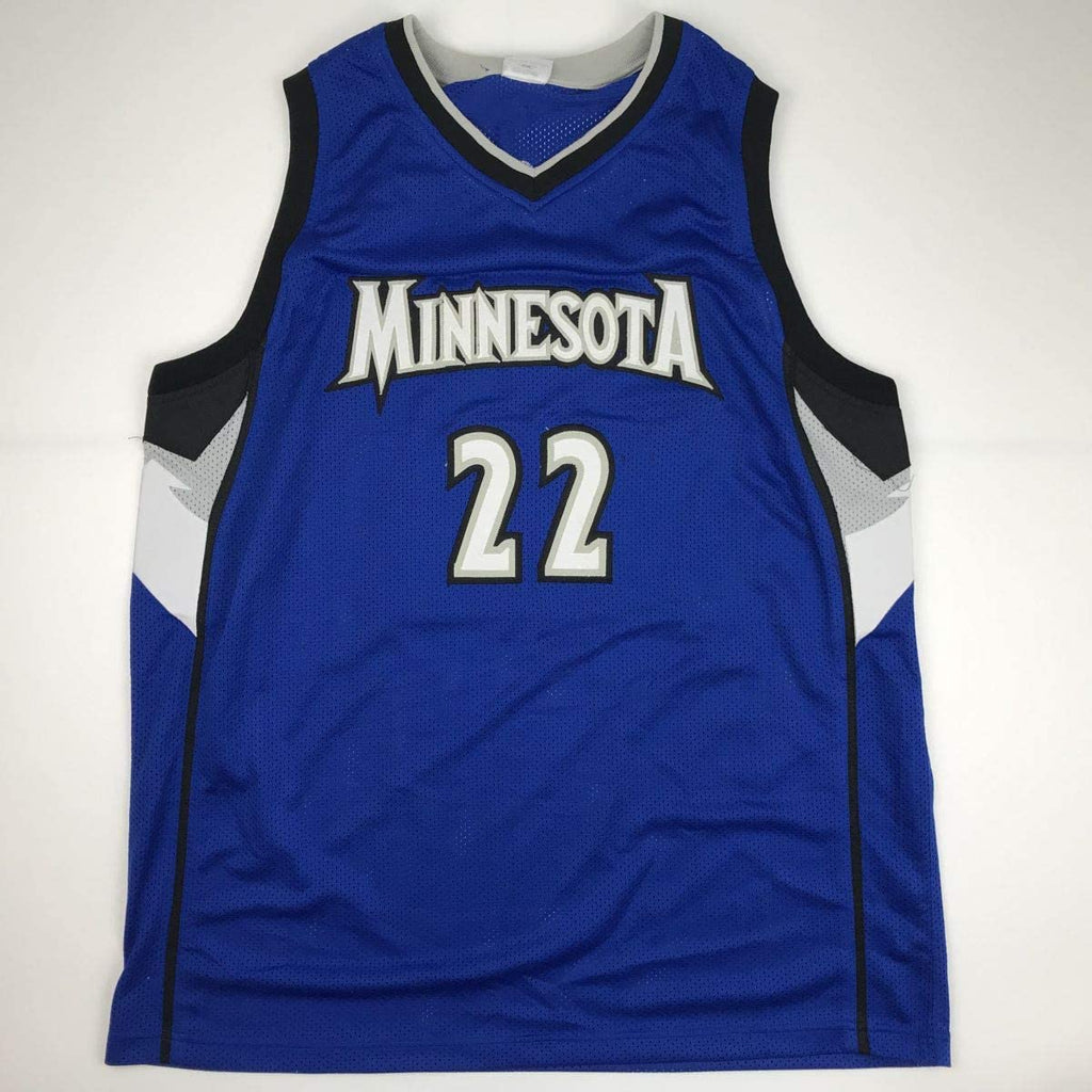 Autographed/Signed Andrew Wiggins Minnesota Blue Basketball Jersey JSA COA