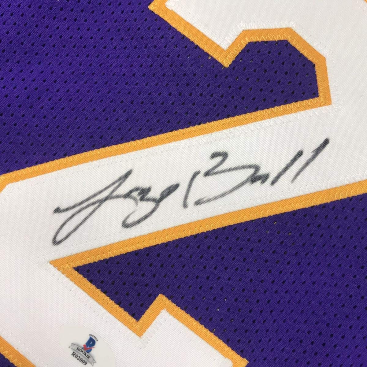 Autographed/Signed Lonzo Ball Los Angeles LA Purple Basketball Jersey Beckett BAS COA