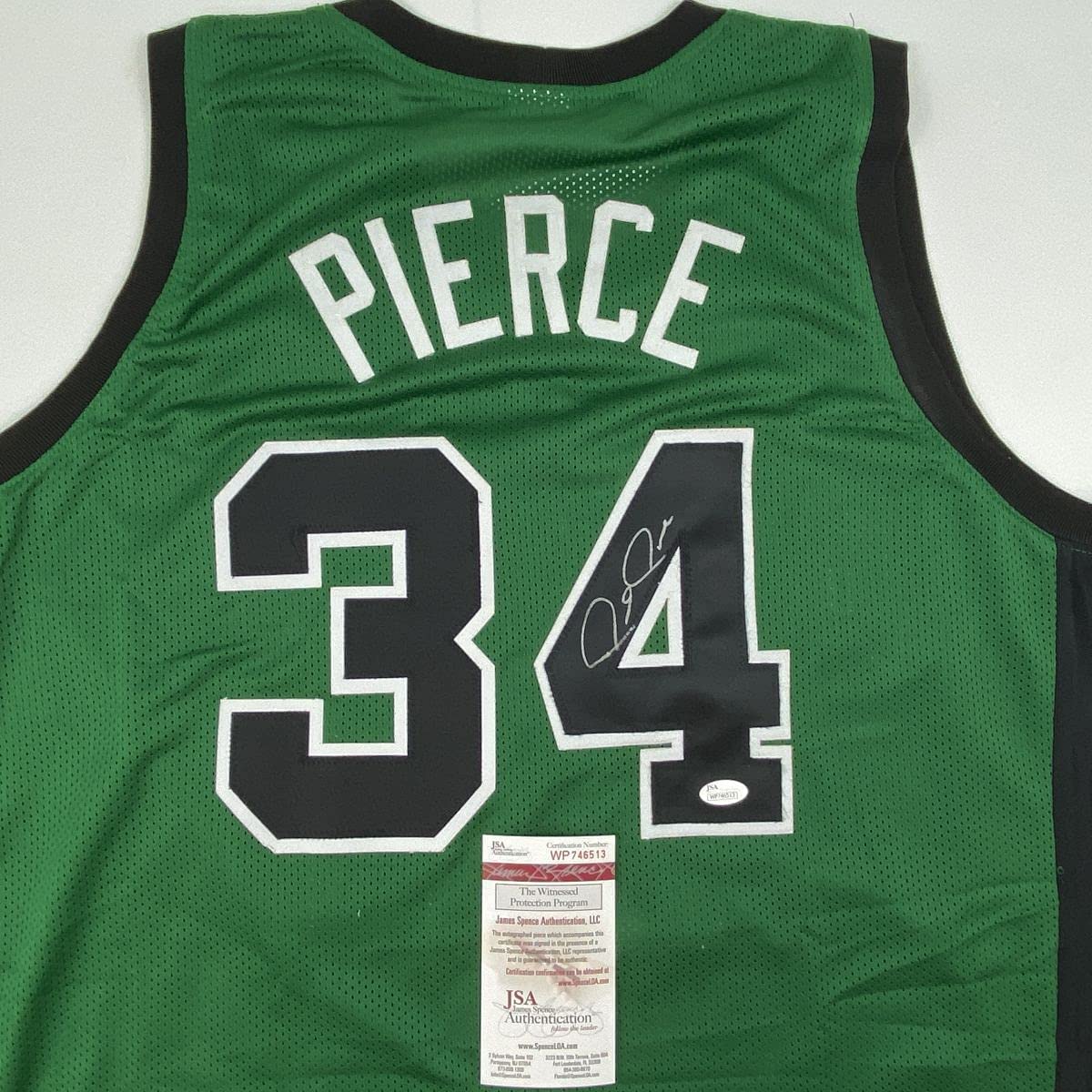 Autographed/Signed Paul Pierce Boston Green Basketball Jersey JSA COA