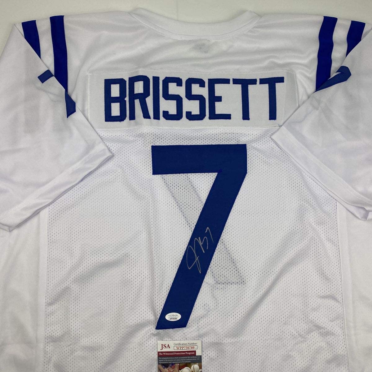 Autographed/Signed Jacoby Brissett Indianapolis White Football Jersey JSA COA