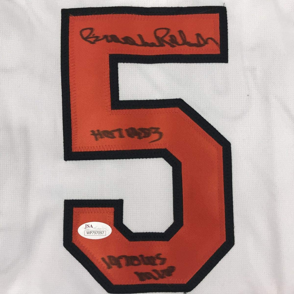 Autographed/Signed Brooks Robinson 1970 WS MVP HOF 1983 Baltimore White Baseball Jersey JSA COA Holo