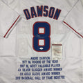 Autographed/Signed Andre Dawson Chicago White Stat Baseball Jersey JSA COA