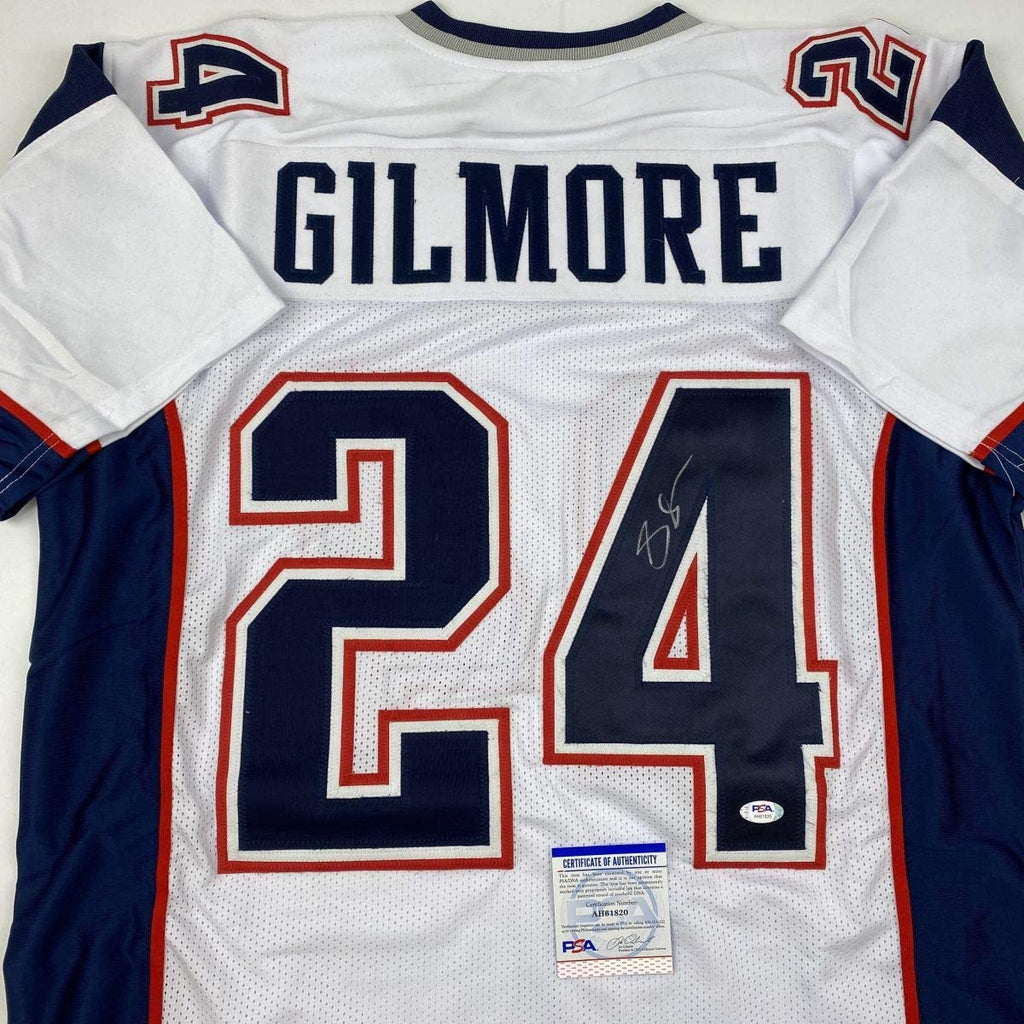 Autographed/Signed Stephon Gilmore New England White Football Jersey PSA/DNA COA
