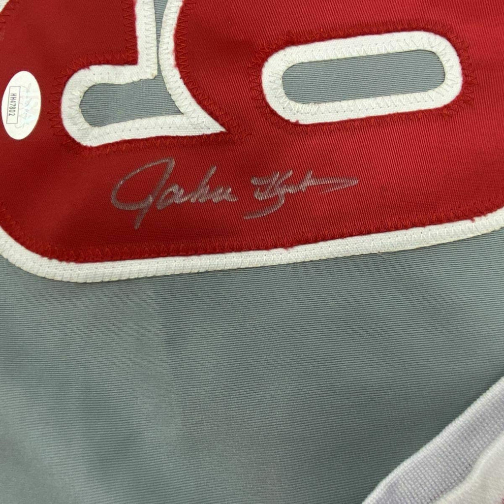 Framed Autographed/Signed John Kruk 35x39 Philadelphia Grey Baseball Jersey JSA COA