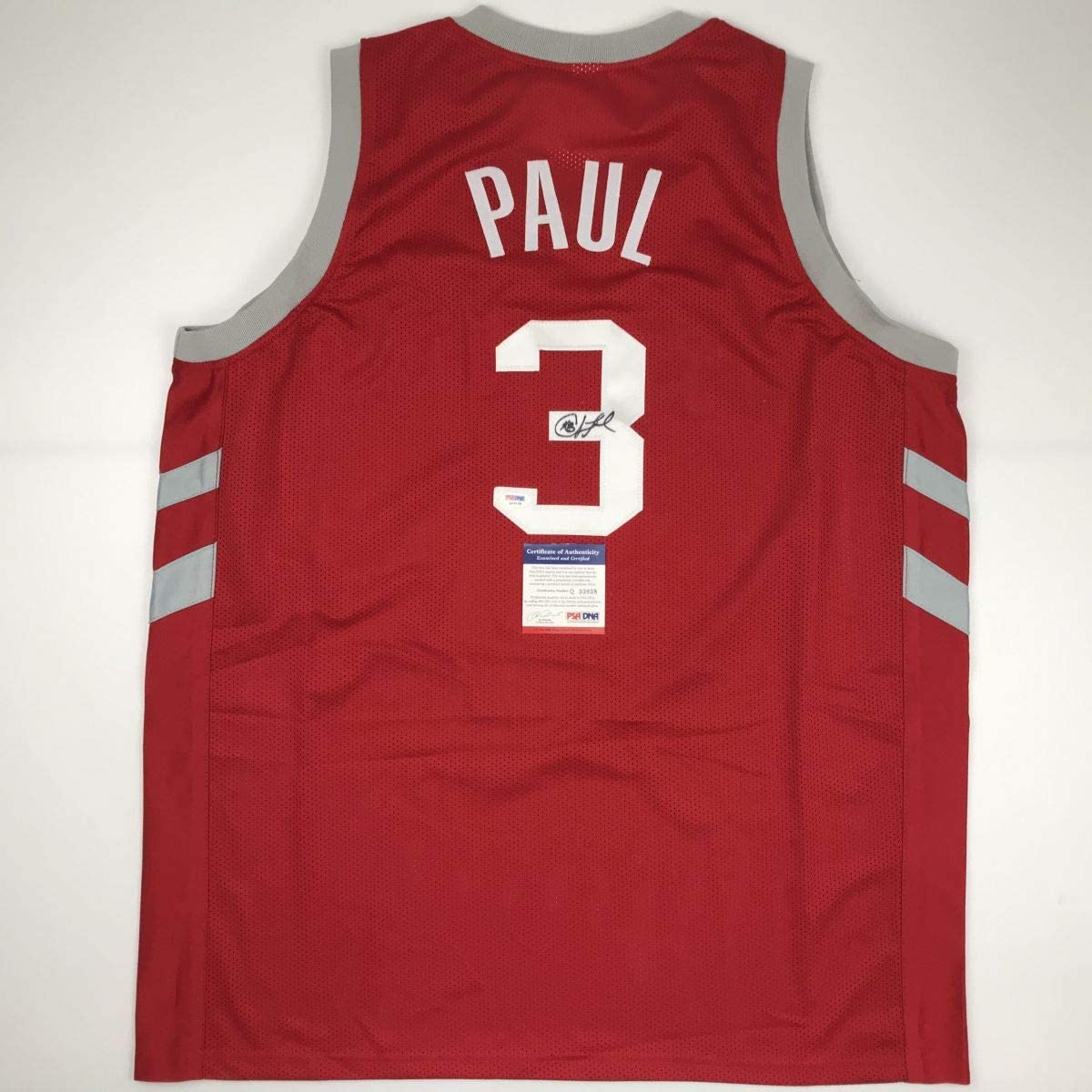 Autographed/Signed Chris Paul Houston Red Basketball Jersey PSA/DNA COA