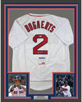 Framed Autographed/Signed Xander Bogaerts 35x39 Boston White Baseball Jersey PSA/DNA COA
