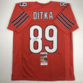 Autographed/Signed Mike Ditka Chicago Orange Football Jersey JSA COA