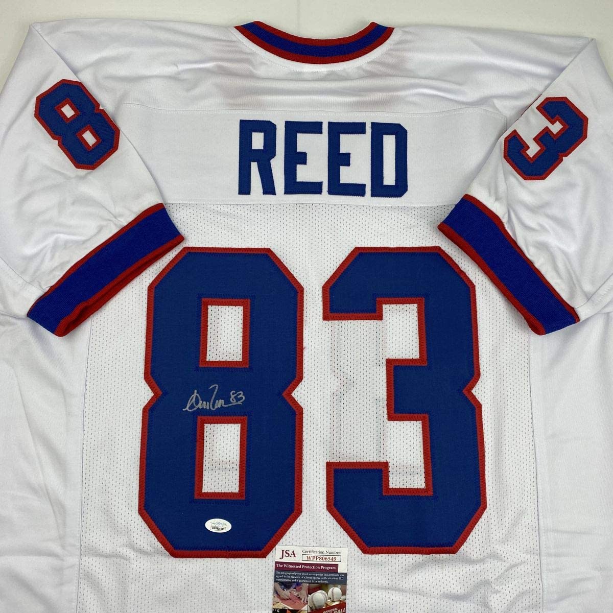 Autographed/Signed Andre Reed Buffalo White Football Jersey JSA COA