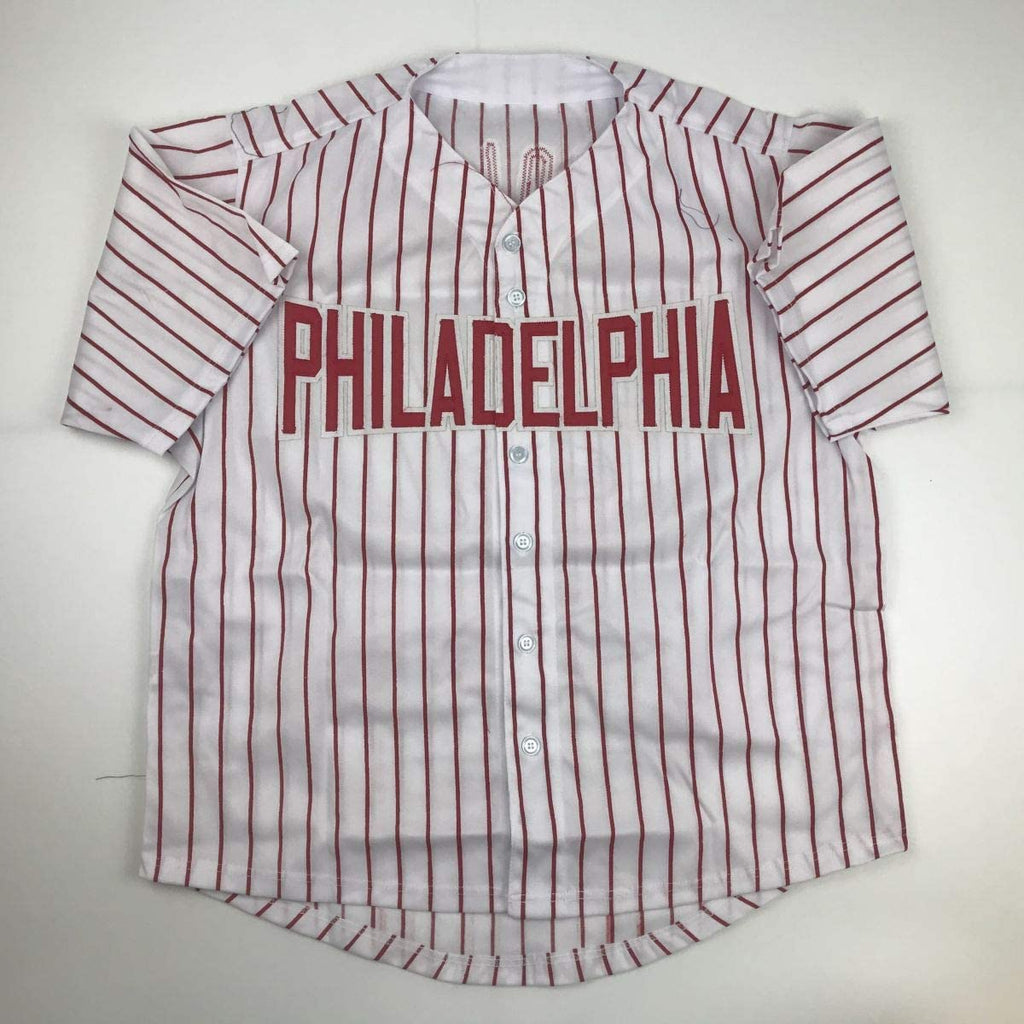 Autographed/Signed Aaron Nola Philadelphia Pinstripe Baseball Jersey JSA COA