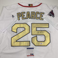 Autographed/Signed Steve Pearce Boston World Series MVP White Baseball Jersey PSA/DNA COA