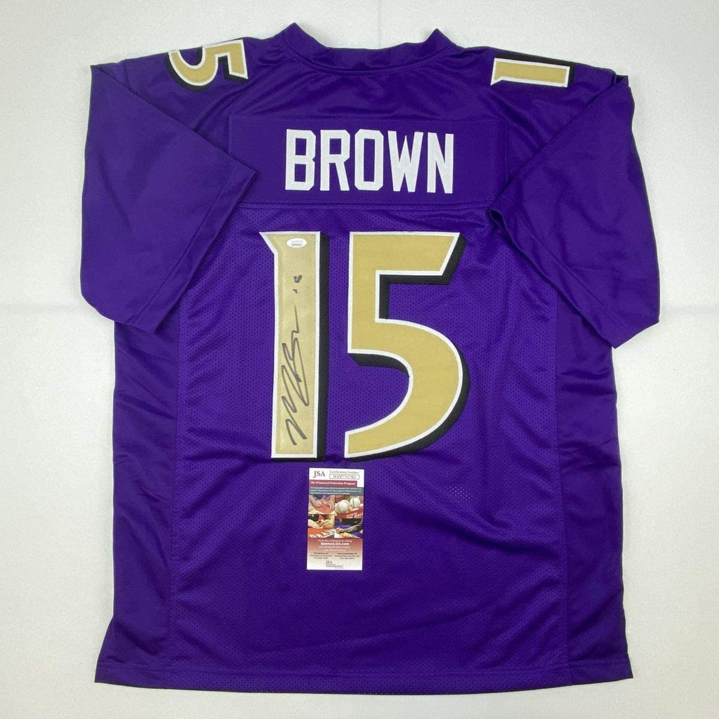 Autographed/Signed Marquise Brown Baltimore Color Rush Football Jersey JSA COA