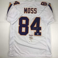 Autographed/Signed Randy Moss Minnesota White Football Jersey JSA COA