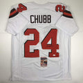 Autographed/Signed Nick Chubb Cleveland White Football Jersey JSA COA