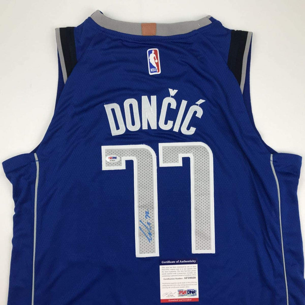Autographed/Signed Luka Doncic Dallas Blue Basketball Jersey PSA/DNA COA