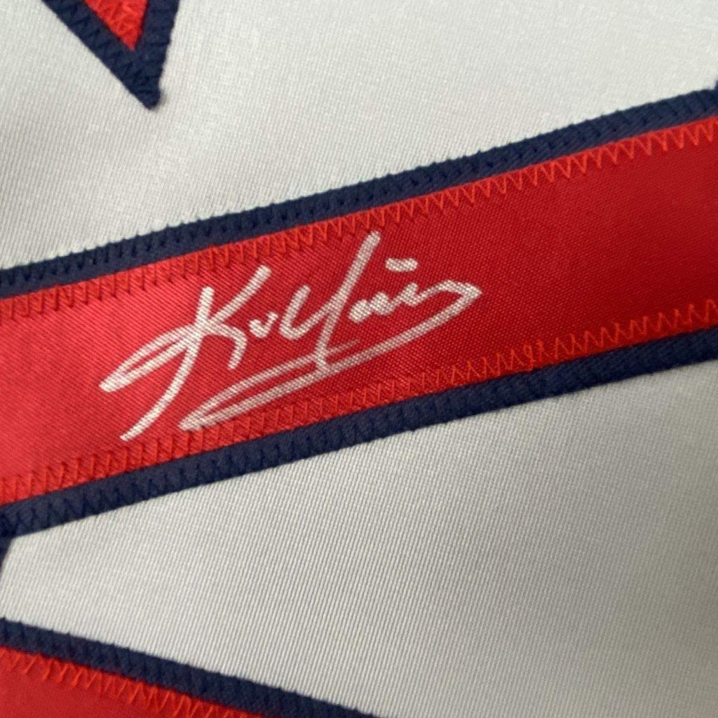 Framed Autographed/Signed Kevin Youkilis 35x39 Boston Grey Baseball Jersey JSA COA