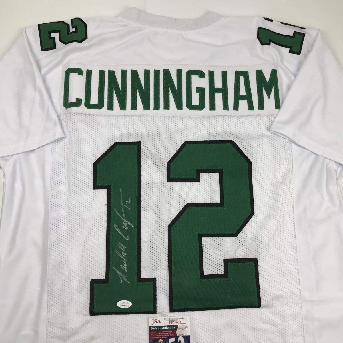 Autographed/Signed Randall Cunningham Philadelphia White Football Jersey JSA COA
