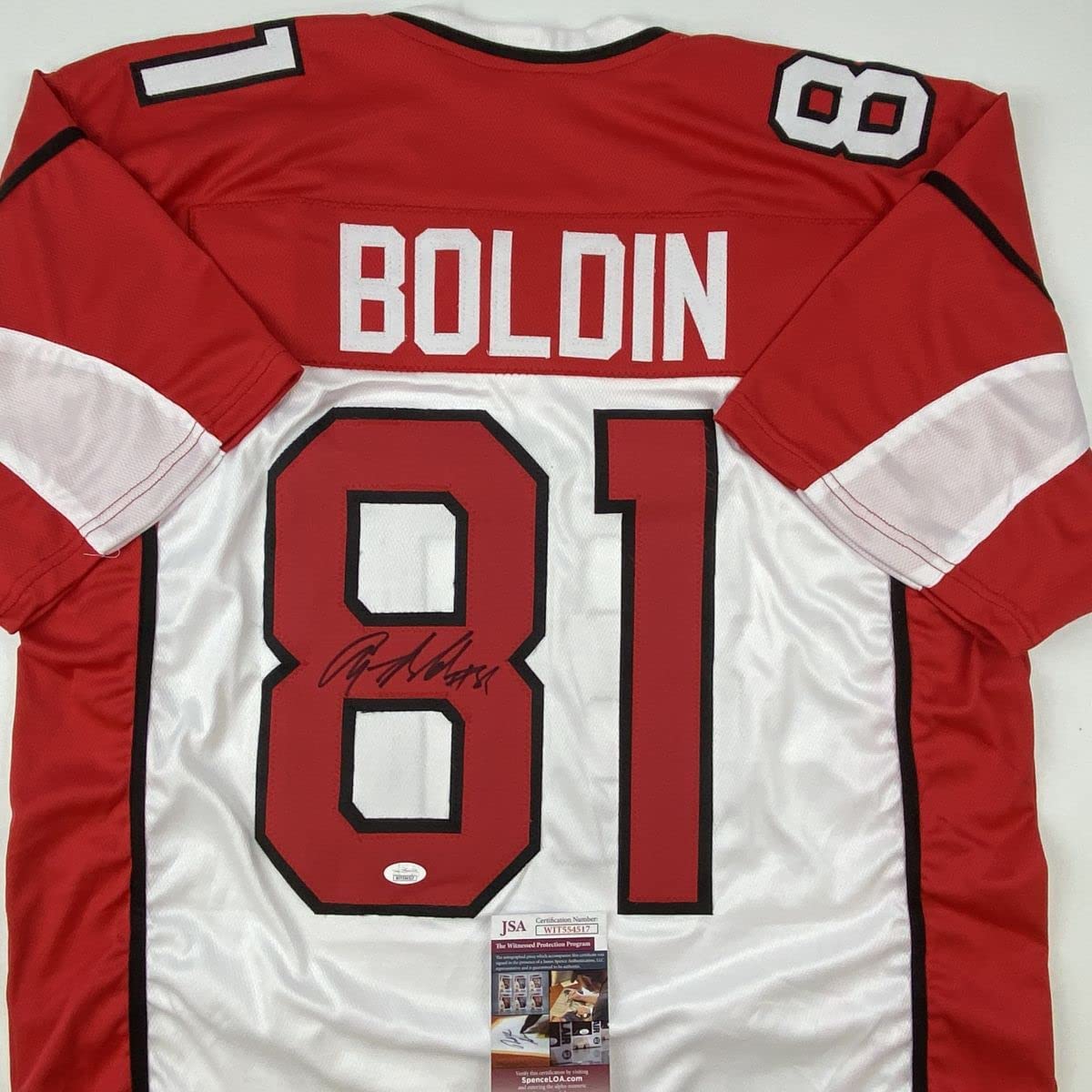 Autographed/Signed Anquan Boldin Arizona White Football Jersey JSA COA