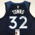 Autographed/Signed Karl-Anthony Towns Big KAT Minnesota Blue Basketball Jersey JSA COA