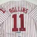 Autographed/Signed Jimmy Rollins Philadelphia Pinstripe Baseball Jersey Beckett BAS COA