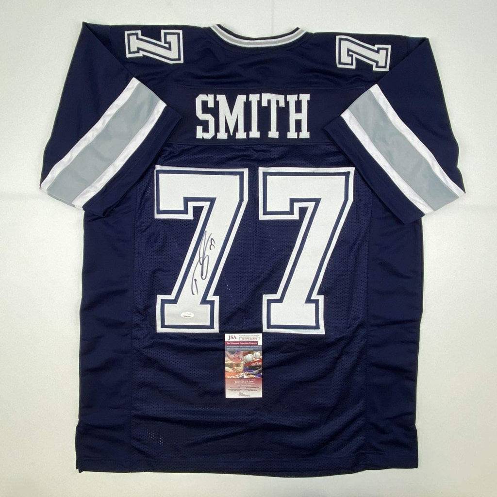 Autographed/Signed Tyron Smith Dallas Blue Football Jersey JSA COA