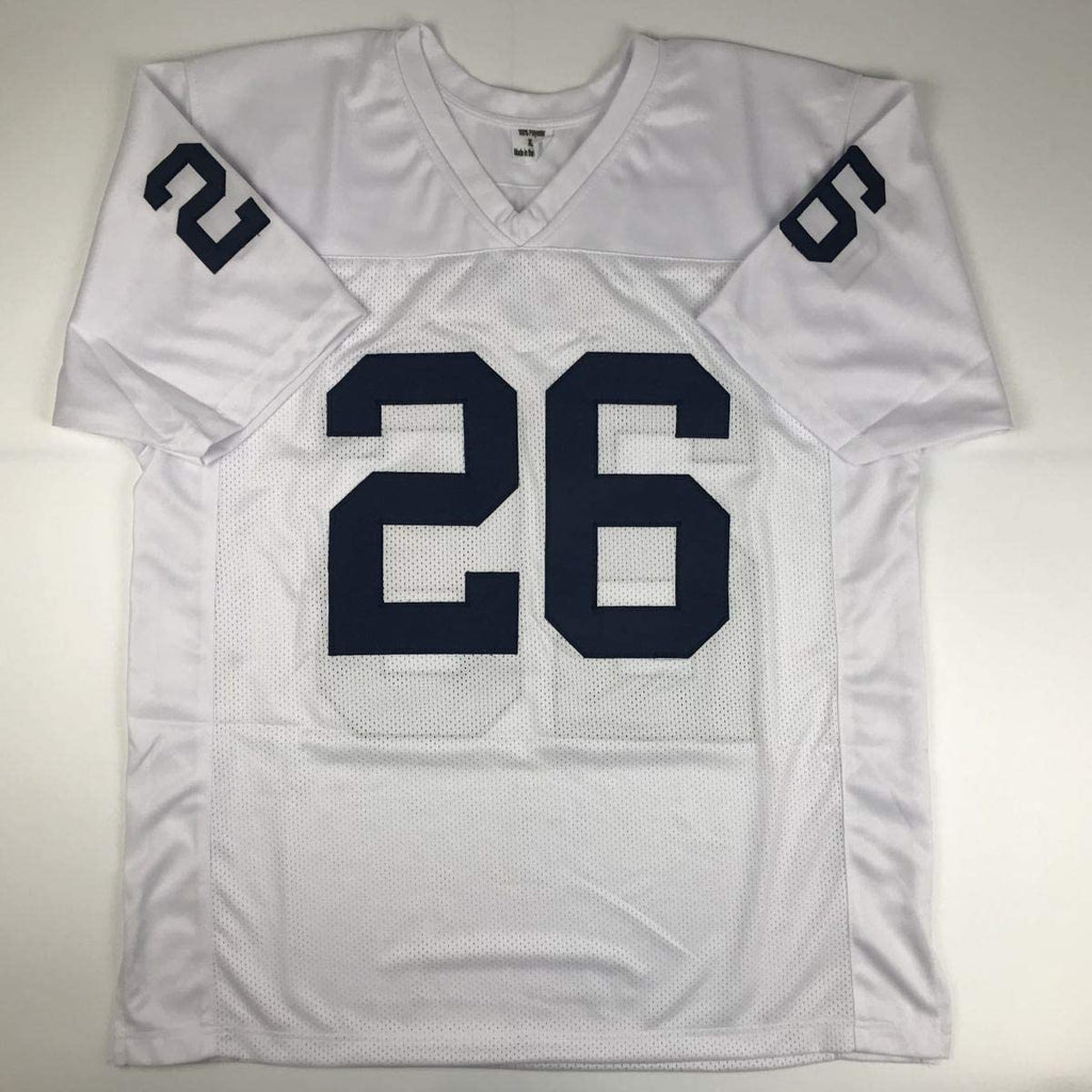 Autographed/Signed Saquon Barkley Penn State White College Football Jersey Beckett BAS COA