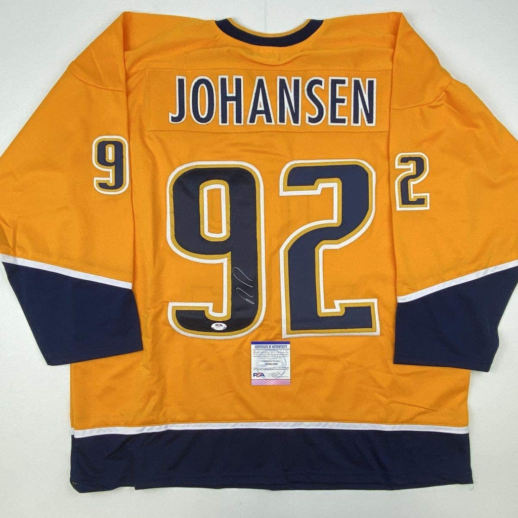 Autographed/Signed Ryan Johansen Nashville Yellow Hockey Jersey PSA/DNA COA