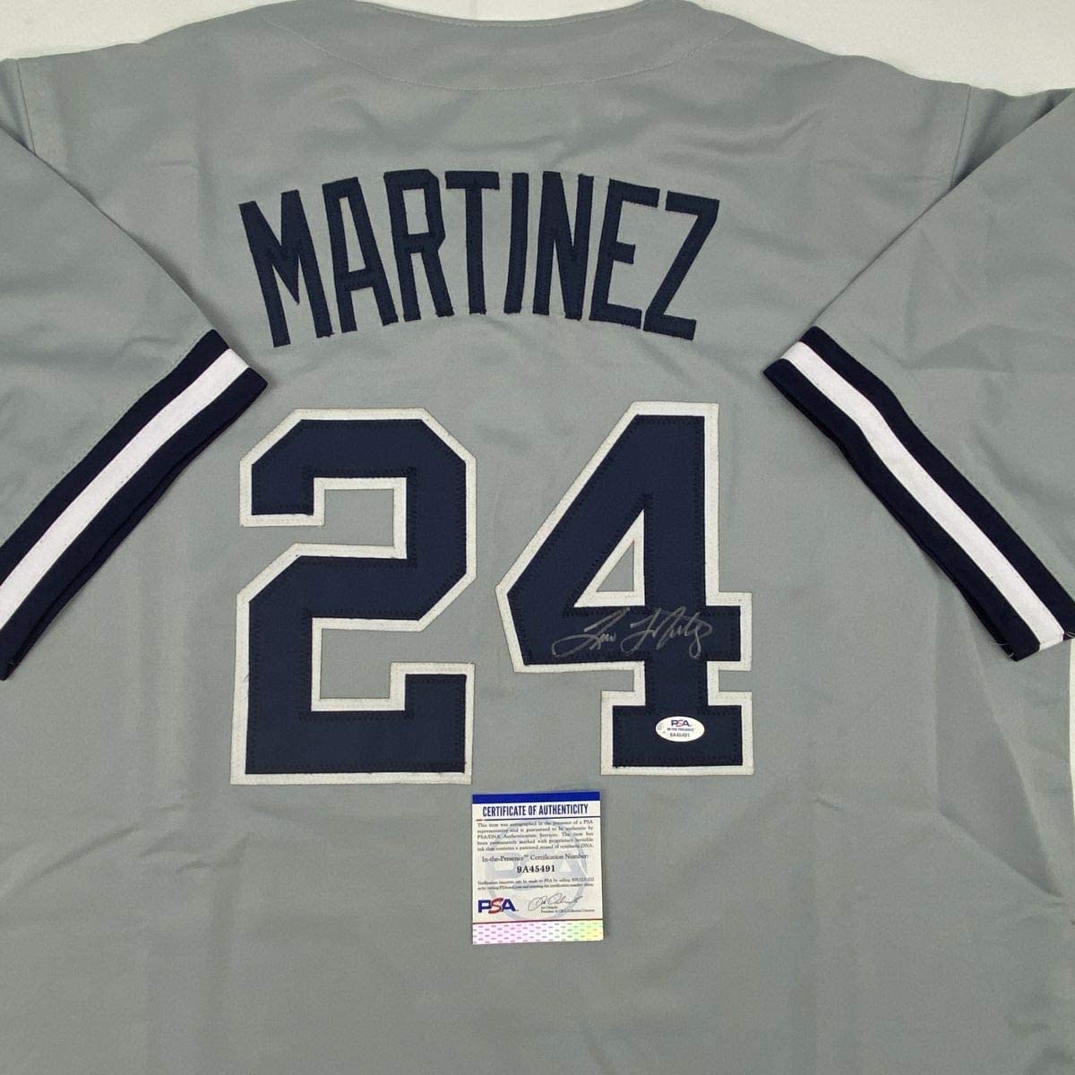 Autographed/Signed Tino Martinez New York Grey Baseball Jersey PSA/DNA COA