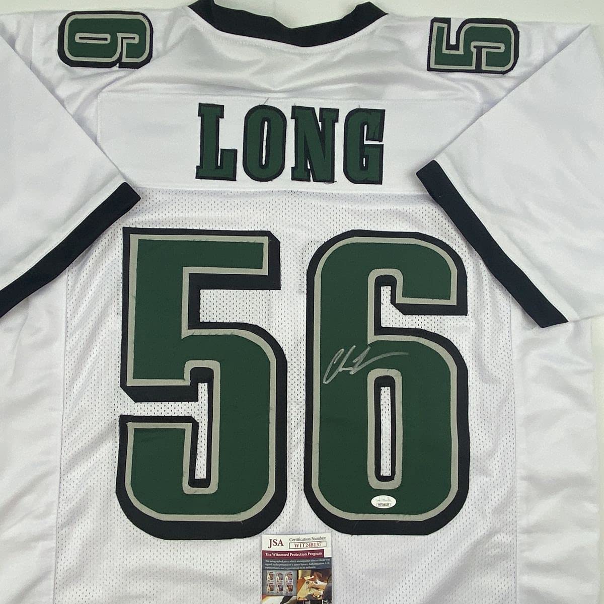 Autographed/Signed Chris Long Philadelphia White Football Jersey JSA COA