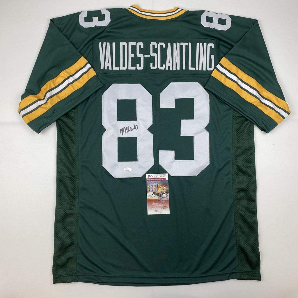 Autographed/Signed Marquez Valdes-Scantling Green Bay Green Football Jersey JSA COA
