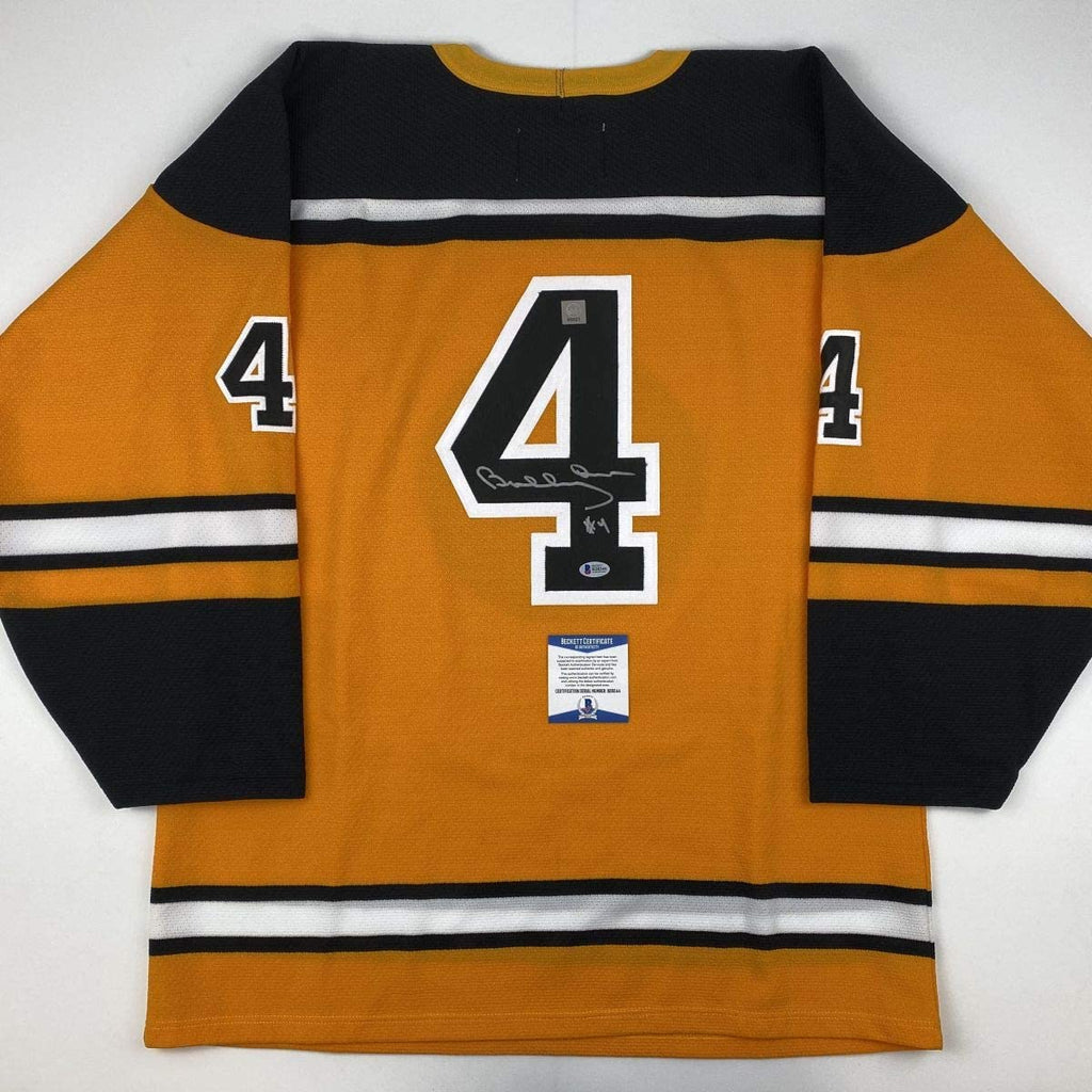 Autographed/Signed Bobby Orr Boston Yellow Hockey Jersey Beckett BAS & GNR COA