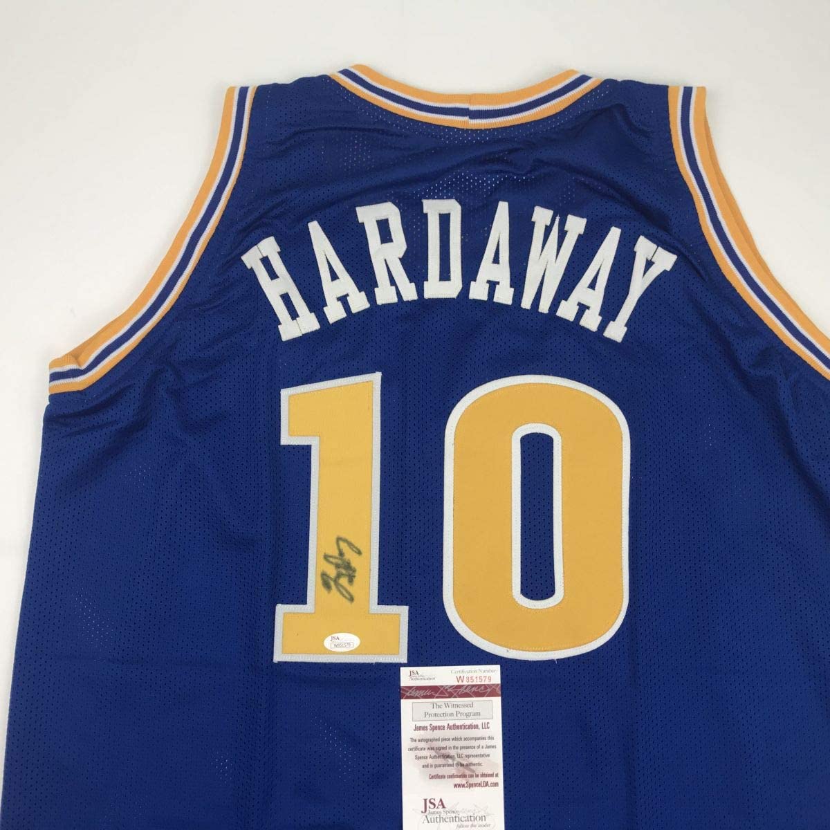 Autographed/Signed Tim Hardaway Golden State Blue Basketball Jersey JSA COA