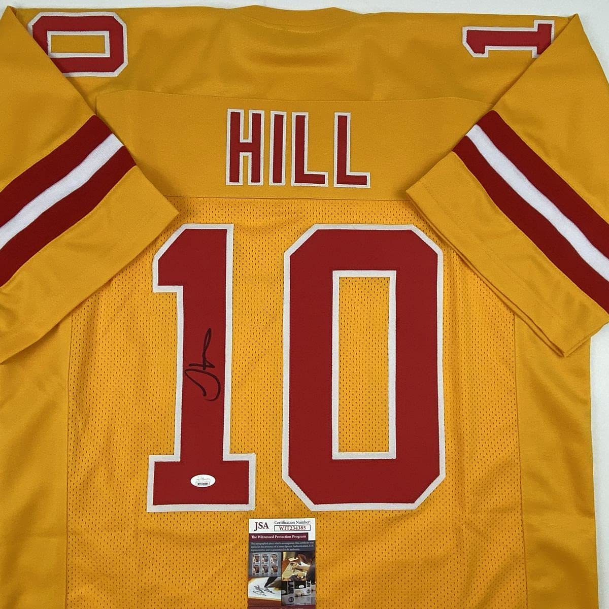 Autographed/Signed Tyreek Hill Kansas City Yellow Football Jersey JSA COA
