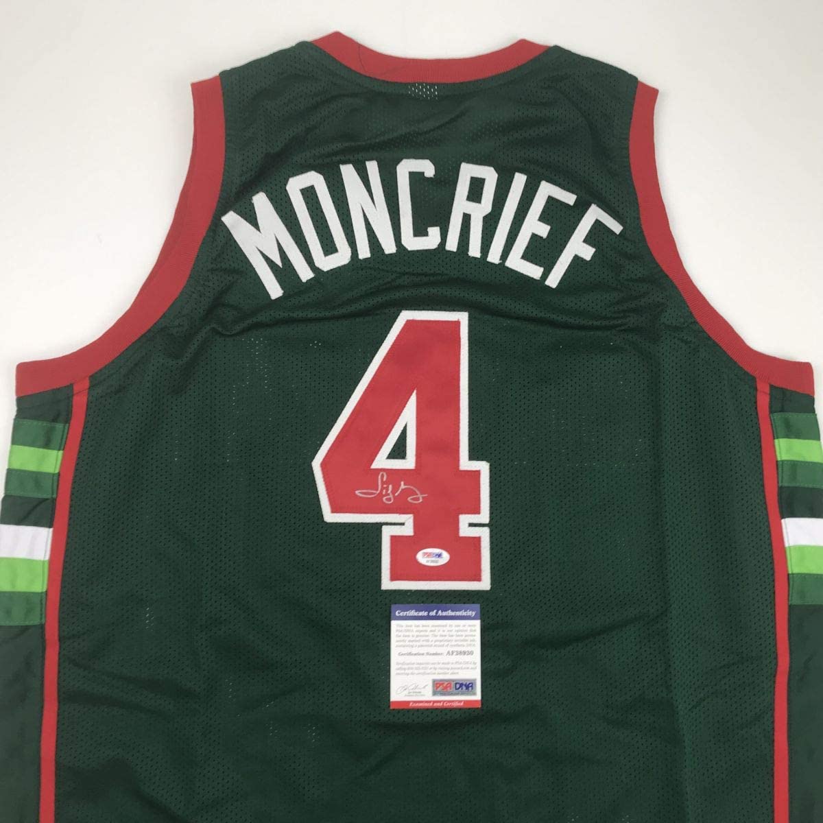 Autographed/Signed Sidney Moncrief Milwaukee Green/Red Basketball Jersey PSA/DNA COA